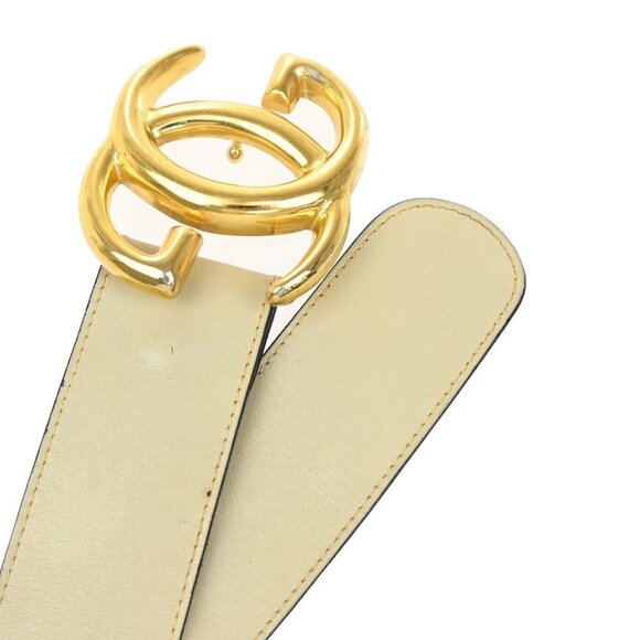 GUCCI GG Logo Interlocking Belt 65 Leather Beige GHW Made in Italy - Picture 5 of 14
